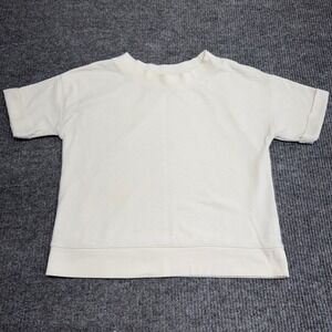 Candace Cameron Bure White Short Sleeve Top Womens Small Casual Blouse Shirt